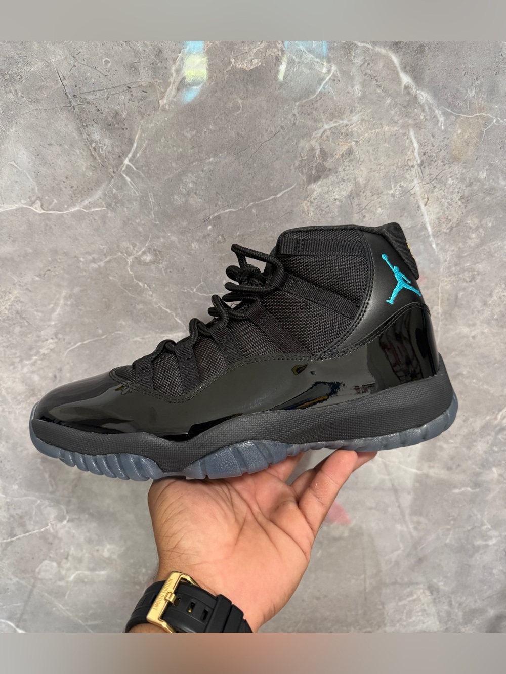 Jordan 11 Retro Gamma Blue High - Black with Teal Jumpman